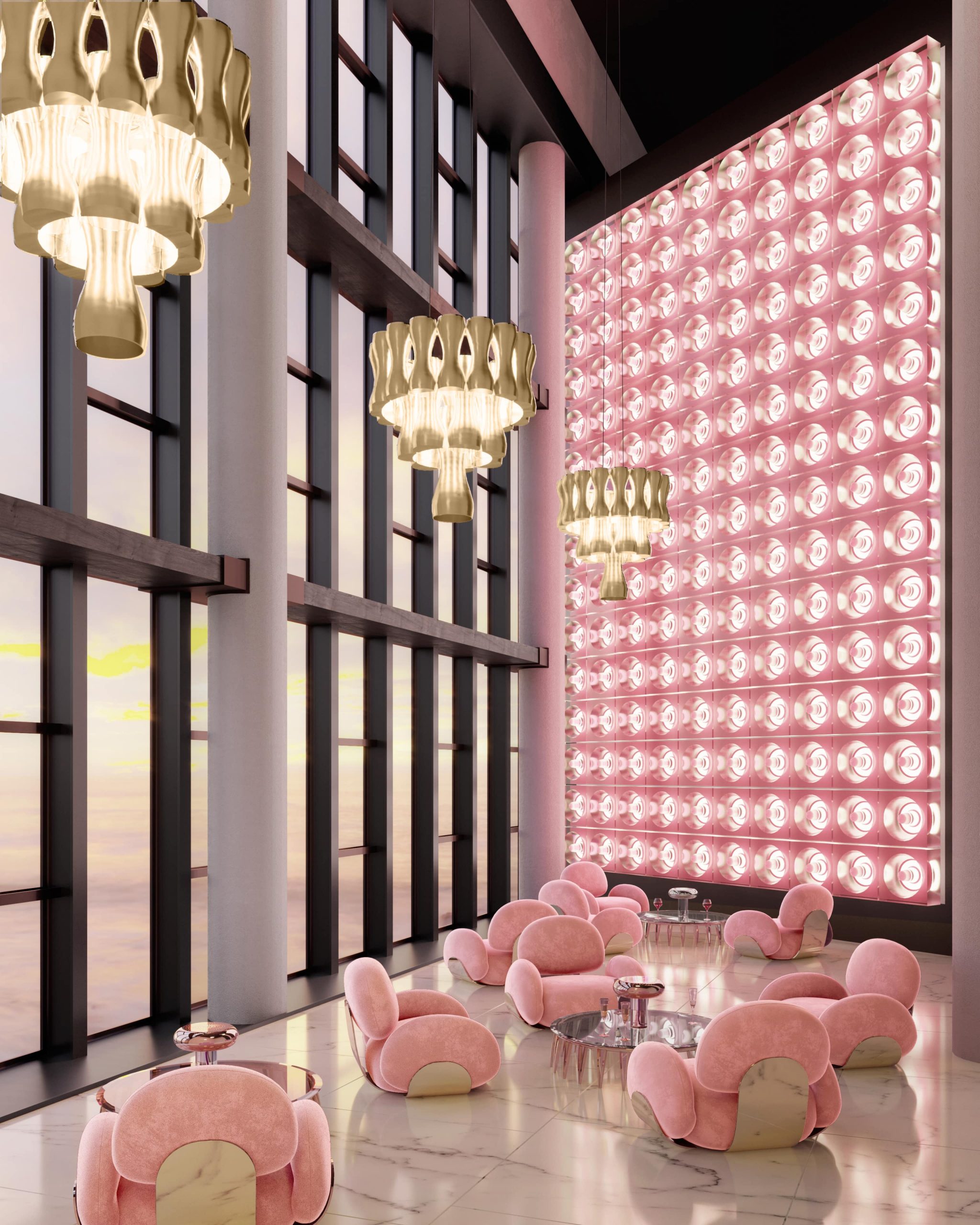 A LUXURY BAR WITH PINK DETAILS